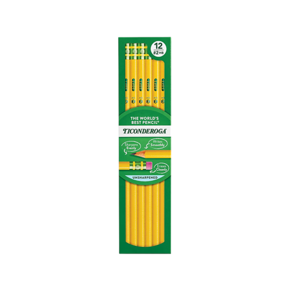 Ticonderoga The World’s Best Pencil Wooden Pencil, 2.2mm, #2 Soft Lead, Dozen