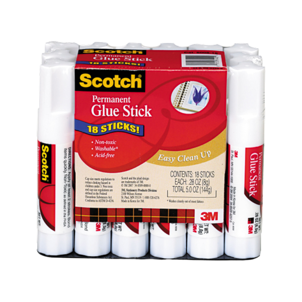Washable Glue Sticks, 0.28 oz., Clear, 18/Pack