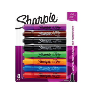 Sharpie Flip Chart Tank Permanent Marker, Bullet Tip, Assorted, 8/Pack