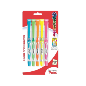 Pentel 24/7 Highlighter, Chisel Tip, Assorted Barrel, Assorted Ink, 5/Pack