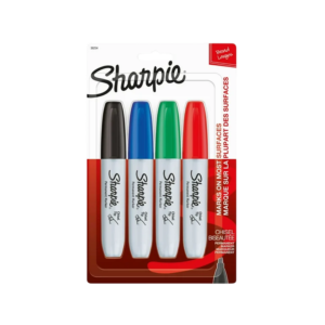 Sharpie King Size Permanent Markers, Chisel Tip, Assorted, 4/Pack