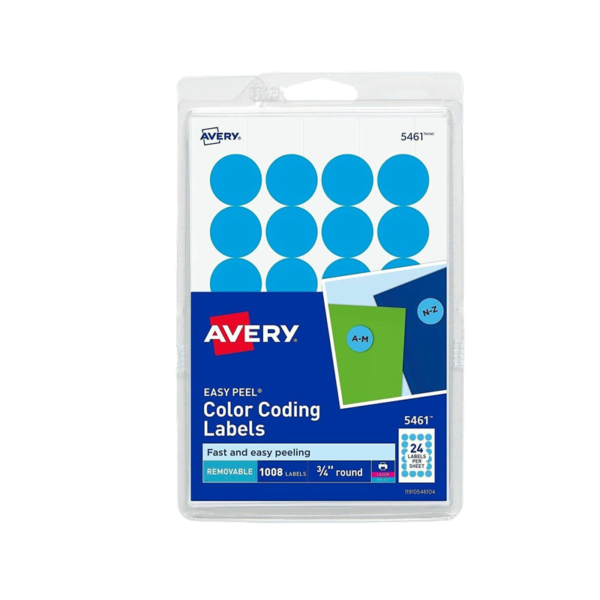 Avery Easy Peel Laser/Inkjet Color Coding Labels, 3/4 Dia, Assorted Colors, 1,008 Labels/Pack
