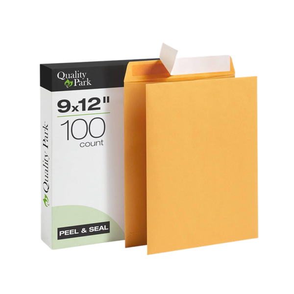 QuickStrip EasyClose Kraft Self Seal Catalog Envelopes, 9 x 12, Brown, 100/Box