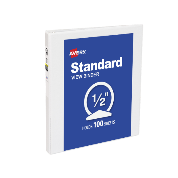 1/2 3-Ring View Binder, White