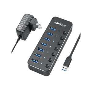 TECH 7-Port USB 3.0 Hub, Black