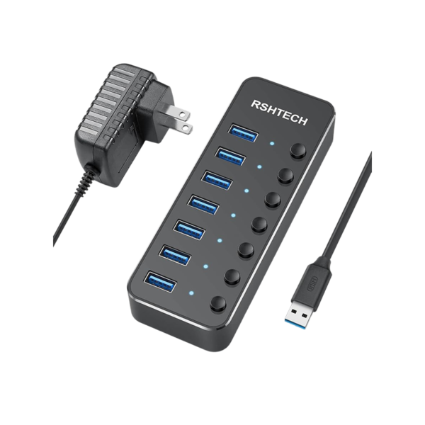 TECH 7-Port USB 3.0 Hub, Black