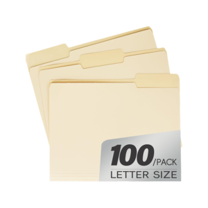 File Folder, 1/3-Cut Tab, Letter Size, Manilla, 100/Pack