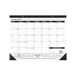 2025 AT-A-GLANCE 21.75 x 17 Monthly Desk Pad Calendar, White/Black