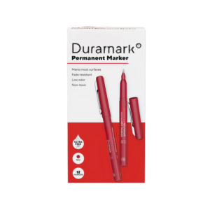 Duramark Permanent Marker, Fine Tip, Red, Dozen