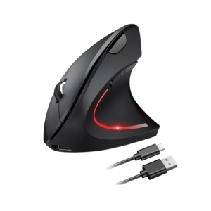 TECH Wireless Ergonomic Curved Optical USB Mouse, Black