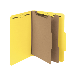 Smead 100% Recycled Heavy Duty Pressboard Classification Folder, 2-Dividers, 2 Expansion, Letter Size, Yellow, 10/Box