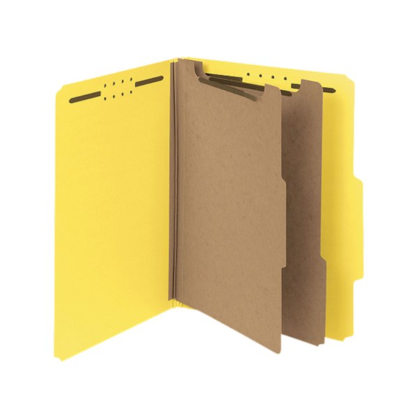 Smead 100% Recycled Heavy Duty Pressboard Classification Folder, 2-Dividers, 2 Expansion, Letter Size, Yellow, 10/Box