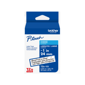 Brother P-touch Laminated Label Tape, 1/2 x 26.2′, Black on White, 2/Pack