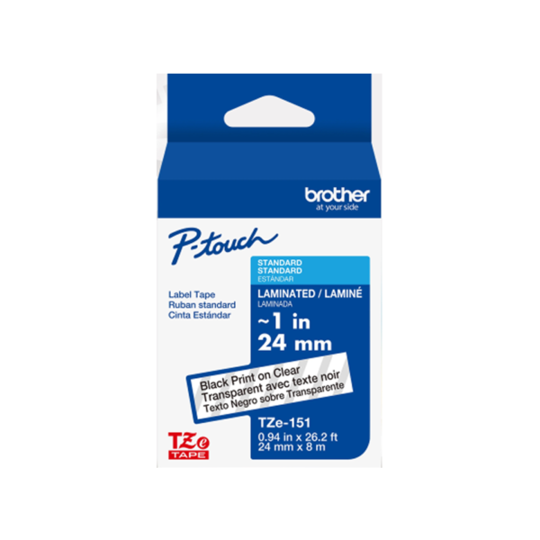 Brother P-touch Laminated Label Tape, 1/2 x 26.2′, Black on White, 2/Pack
