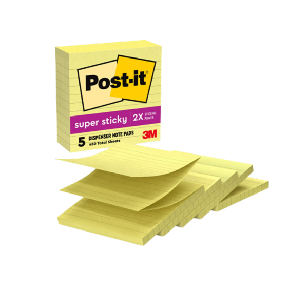 Post-it Recycled Super Sticky Notes, 3 x 3, Canary Collection, 70 Sheets/Pad, 5 Pads/Pack
