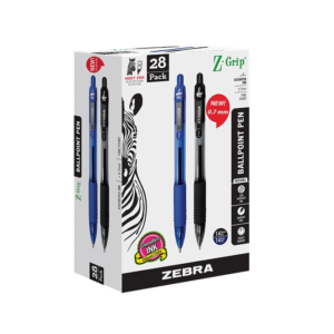 Zebra Z-Grip Retractable Ballpoint Pen, Fine Point, 0.7mm, Blue Ink, Dozen