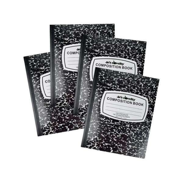1-Subject Composition Notebooks, 7.5 x 9.75, College Ruled, 100 Sheets, Black, 4/Pack