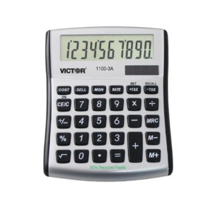 10-Digit Battery & Solar Basic Desktop Calculator, Black