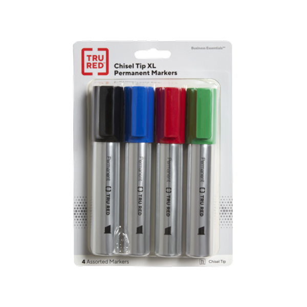 TRU RED Tank Dry Erase Markers, Chisel Tip, Assorted, 12/Pack