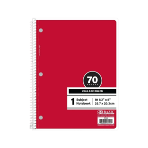 1-Subject Notebooks, 8 x 10.5, College Ruled, 70 Sheets, Assorted Colors, 48/Pack