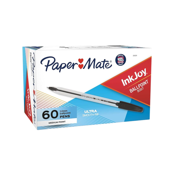Paper Mate InkJoy 50ST Ballpoint Pen, Medium Point, Black, 60/Pack