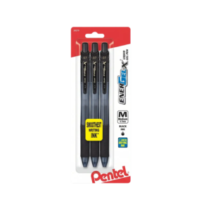 Pentel EnerGel Retractable Gel Pen, Medium Point, 0.7mm, Black Ink, 3/Pack