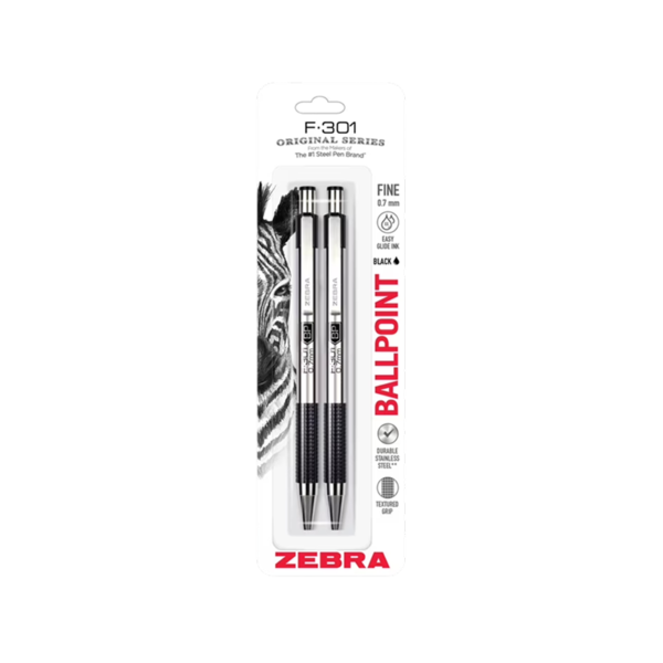 Zebra Pen F-301 Retractable Ballpoint Pens, Extra Bold, Black, Dozen