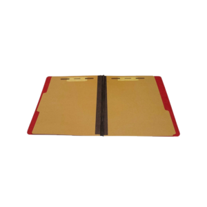 AbilityOne SKILCRAFT Pressboard Top Tab Classification Folder, 2 Dividers, 6 Fasteners, Letter Size, Dark Red, 10/Box