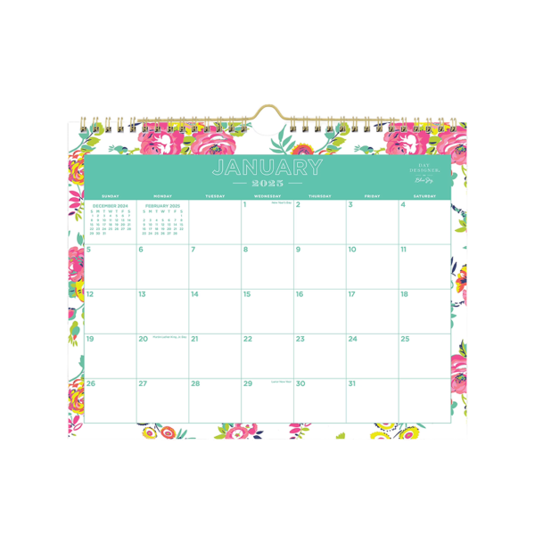 2024-2025 Blue Sky Gemma 15 x 12 Academic Monthly Wall Calendar, White/Blue