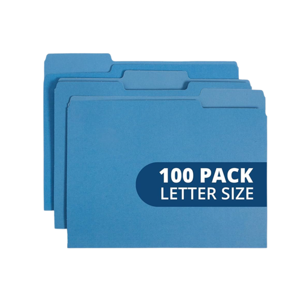AbilityOne File Folders, Blue, Letter, Holds 8 1/2H x 11W, 100/Bx