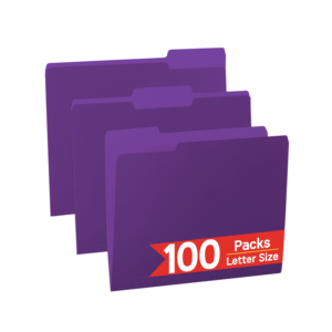 AbilityOne File Folders, Purple, Letter, Holds 8 1/2H x 11W, 100/Bx