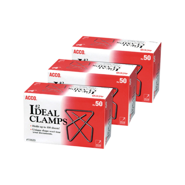 ACCO Ideal Small Butterfly Clips, 0.13 Capacity, Silver, 50 Clips/Pack