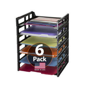 Officemate Plastic Side Loading Stackable Letter Tray, Letter Size, Black, 6/Pack