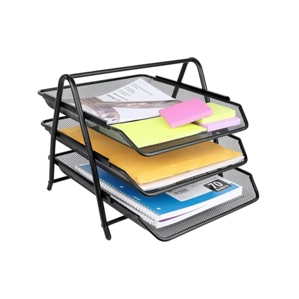 Fellowes 3 Letter Tray, Black, 3H x 10W x14-1/8 D