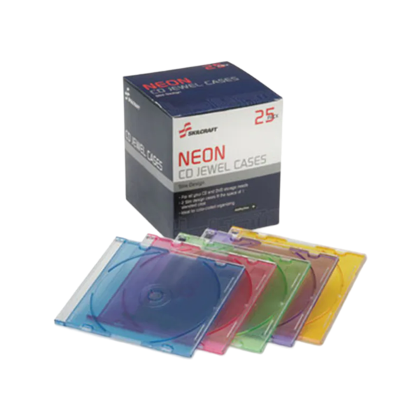 AbilityOne Slim CD/DVD Cases, Plastic, 25/Pk, Assorted