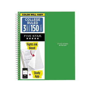 Five Star 5-Subject Subject Notebooks, 9.5 x 7.25, College Ruled, 150 Sheets