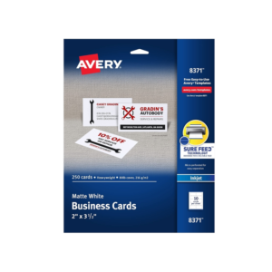 AbilityOne 7530016878444 SKILCRAFT/AVERY Clean Edge Business Cards, Laser, 3.5 x 2, White, 10 Cards/Sheet, 20 Sheets/Pack