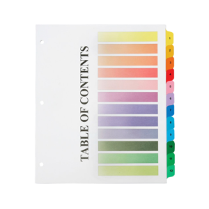 AbilityOne SKILCRAFT 3HP Printable Table of Contents Sheets, Printed1-12, 1 Set, Multicolor Tab