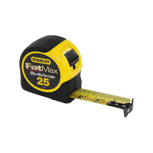 AbilityOne Tape Measure w/Blade Lock, Heavy-Duty, 3/4×25′, Yellow Case