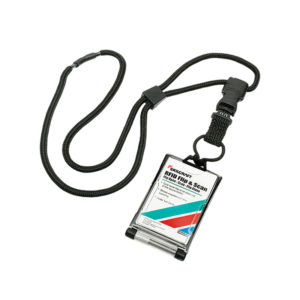 AbilityOne SKILCRAFT Dual Sided ID Holder, Vertical, Horizontal, Plastic, Clear, Black