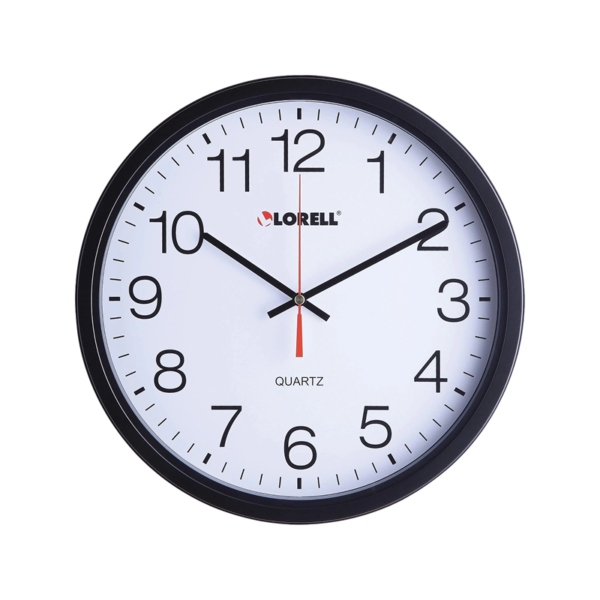 AbilityOne SKILCRAFT Selfset Wall Clock , with Hardware , 12 in. Diameter , BK Body-WH Face