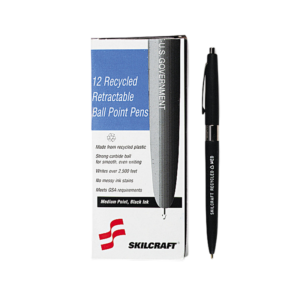 AbilityOne SKILCRAFT Retractable Ballpoint Pen, 1.4 mm Pen Point Size, Refillable, Black Ink, Transparent Barrel, 12 / Dozen