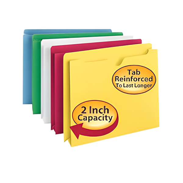 Smead Notes File Jackets, Straight Tab, 2 Expansion, Letter Size, Assorted Colors, 12/Pack