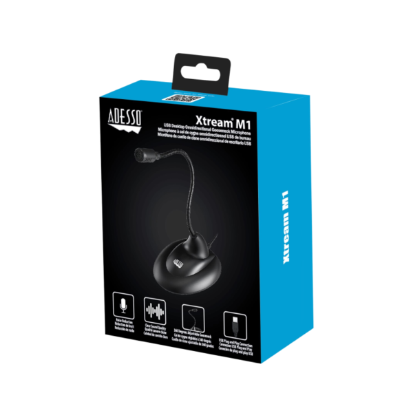 Adesso Xtream M1 Desktop Omnidirectional Gooseneck Microphone, Black