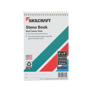 AbilityOne Recycled Steno Book, Gregg Rule, 6 x 9, White, 60 Sheets/Pad, 3/PK