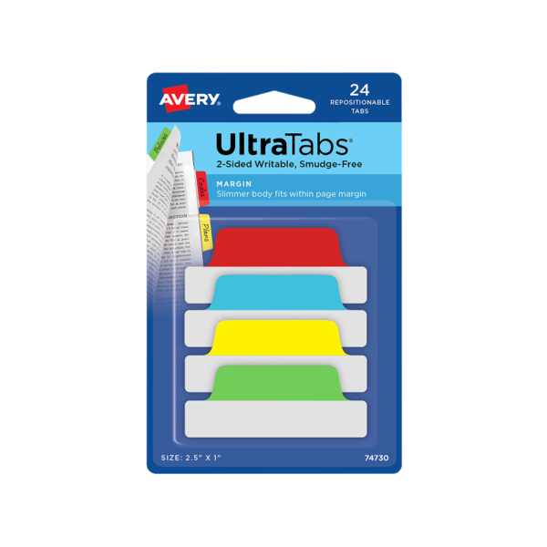 Avery Self-Adhesive Tabs with Printable Inserts, 1-1/2, Clear, 25/Pack